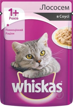 Влажный корм для кошек, Whiskas (Вискас), 85 г, (Лосось, в соусе)