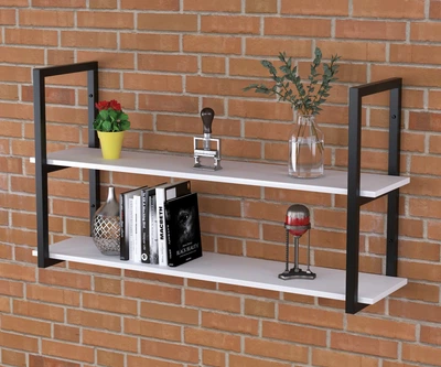 Полиця PL-2-16 Loft Design Біла довжина полиці 112 см Чорна