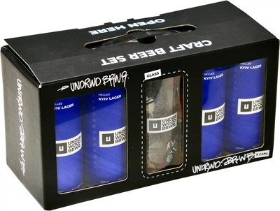 Набір пива Underwood Brewery Culture Kyiv Big Set світле нефільтроване 5.1% 0.33 л x 9 шт + келих (4820224361178)