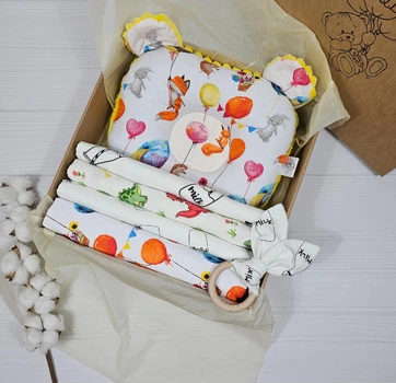 Набор пеленок для новорожденных a.l.babybox Лисички на шариках Желтые №2