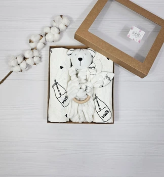 Набор для новорожденного: 2 фланелевые пеленки и игрушки a.l.babybox Милк №2
