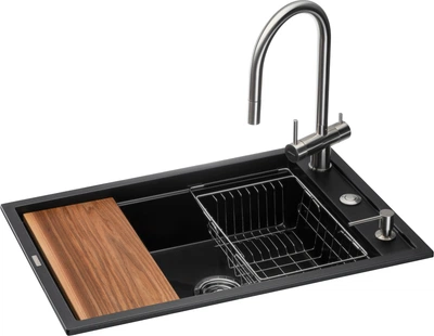 Кухонная мойка GRANADO Royal Estella 6-в-1 Black Shine
