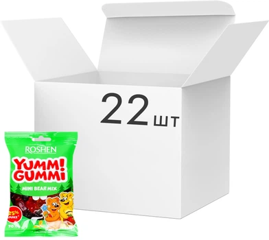 Упаковка жувальних цукерок Roshen Yummi Gummi Bear Mix 70 г х 22 шт (4823077636349)