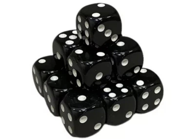 Кубик D6 с точками (чёрный) (1 шт.) (g7dd6dotsblack)