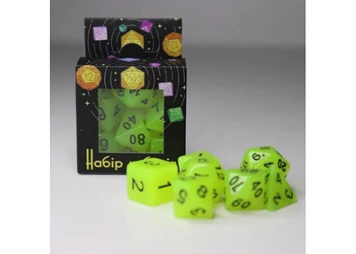 Набор кубиков Glow in the dark 7 Dice Set - Yellow (7 шт.) (g7dglow01)