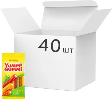 Упаковка жевательных конфет Roshen Yummi Gummi Twists 70 г х 40 шт (4823077636271)