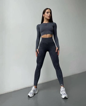 Лосины для фитнеса Whatiwear з эффектом пуш-ап графит размер M (1390-black-M)