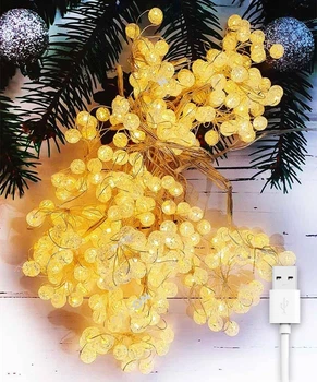 Светодиодная гирлянда штора "Хрустальные шарики", 3x2м, от USB, 240 LED, 8 режимов, IP44, Теплый белый