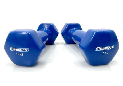 Гантели для фитнеса неразборные EasyFit 2 шт. по 1,5 кг с виниловым покрытием (гири, цельные гантели)