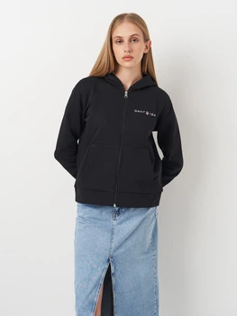 Толстовка на блискавці з капюшоном жіноча GANT Reg Printed Graphic Zip Hood 4200755-5 L Чорна (7325707467684)