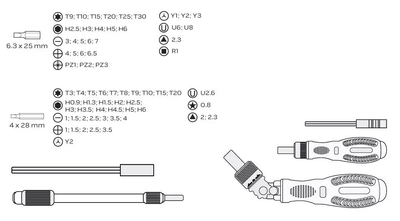 Zestaw końcówek wkrętakowych NEO Tools z uchwytem 73 szt 06-115 (5907558431896)