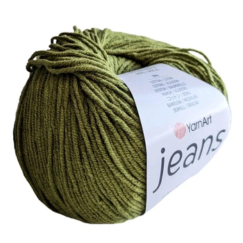 Пряжа YarnArt Jeans №82 хаки (Ярнарт джинс, полухлопок)