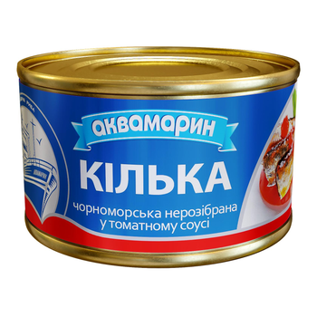 Рибна консерва Кілька нерозібрана в томатному соусі Аквамарин 230 г х 36 шт