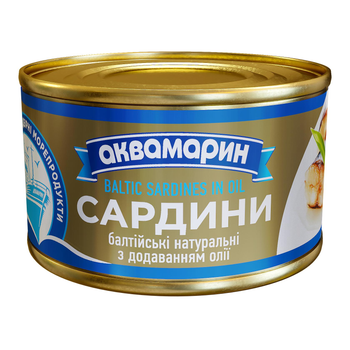 Рибна консерва Сардини балтійські в олії Аквамарин 230 г х 36 шт