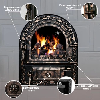 Печные дверцы Iron Fire Artik 460х560 мм со стеклом чугунные