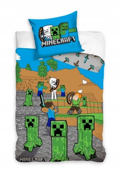 Двостороння постільна білизна Carbotex Майнкрафт (наволочка+підковдра) Minecraft 140x200 см (MC004-PP)