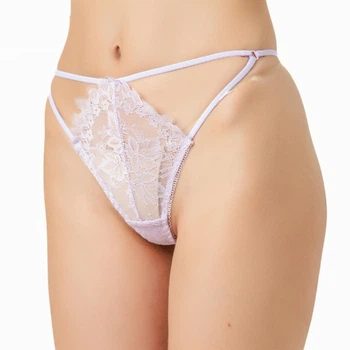 Трусики мини-стринги кружевные женские на регуляторах Felisiya Lingerie Нежно-сиреневый 205-079 one size