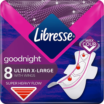 Гігієнічні прокладки нічні з крильцями, 8 шт - Libresse Ultra Goodnight Extra Large 8шт (791784-21518)