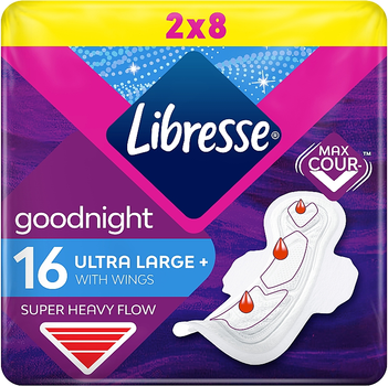 Прокладки гігієнічні нічні з крильцями, 16 шт. - Libresse Ultra Goodnight Large 16шт (952256-50843)