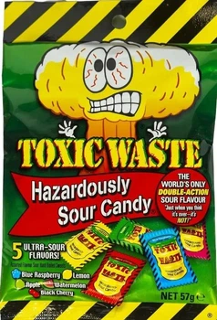 Жевательные конфеты Toxic Waste Hazardously Sour Bag 57г