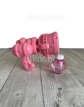 Пистолет пулемет мыльных пузырей на батарейках Bubble Gun 3407 детский генератор мыльных пузырей Розовый