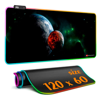 Геймерський коврик для миші SKY (GMS-WT 12060/192) Planets / RGB підсвічування / 120x60 см
