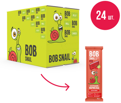 Упаковка натурального мармеладу Bob Snail Вишня-Яблуко 38 г х 24 шт. (4820219341437)