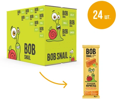 Упаковка натурального мармеладу Bob Snail Яблуко-Манго-Гарбуз-Чіа 38 г х 24 шт. (4820219341406)