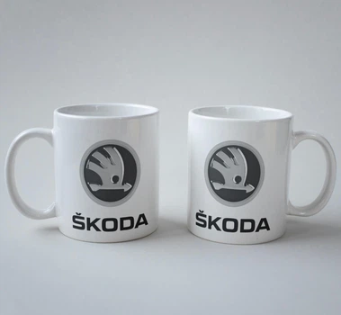 Подарункова чашка із принтом Шкода (Skoda) Black Logo 330 мл.