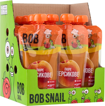 Упаковка фруктового пюре Bob Snail Персик 250 г х 10 шт (4820219344001)