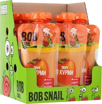Упаковка фруктового пюре Bob Snail Хурма Шарон 250 г х 10 шт (4820219344056)