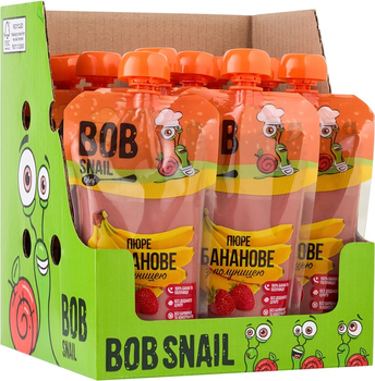 Упаковка фруктового пюре Bob Snail Банан-Клубника 250 г х 10 шт (4820219344063)