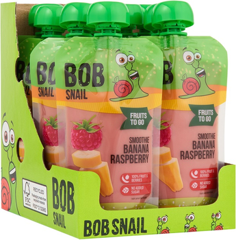 Упаковка фруктового пюре Bob Snail Смузи Банан-Малина пастеризованное 120 г х 10 шт (4820219346364)