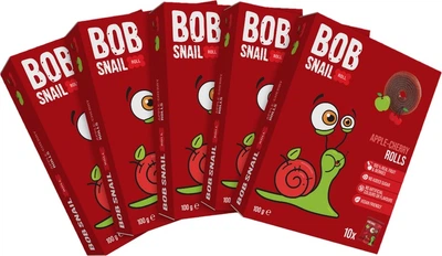 Упаковка натуральных конфет Bob Snail Яблочно-вишневые 100 г х 5 шт (4820219347668)