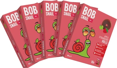 Упаковка натуральных конфет Bob Snail Яблочно-клубничные 100 г х 5 шт (4820219347316)