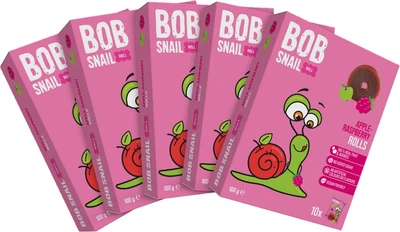 Упаковка натуральних цукерок Bob Snail Яблучно-малинові 100 г х 5 шт (4820219347248)