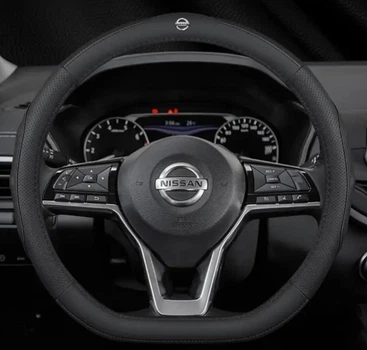 Чохол на руль DLCar для автомобіля Nissan D-подібна форма Чорний