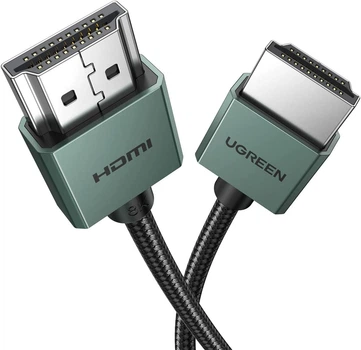 Кабель HDMI UGREEN 8K HDMI 2.1 48 Гбит/с 8K@60Hz 4K@120Hz алюминиевый корпус 2 м Black/Green (HD155)