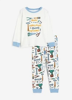 Піжама хлопчику H&M 6/8 років (122/128) біла з машинками