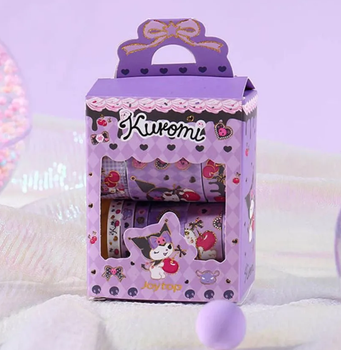 Декоративний скотч для блокноту зошит куромі, аніме, наклейки набір Kuromi Май Мелоді Хеллоу Кітті стікербомбін 8162 (AN)