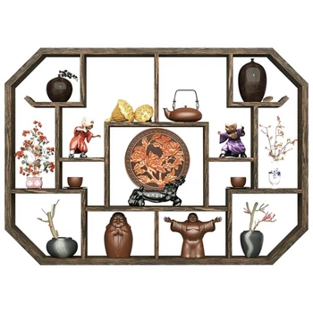 Полка для кружек из дерева Шигари сепия (СДК-011208)