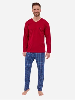 Пижама (лонгслив + штаны) мужская больших размеров хлопковая Cornette Mens sleepwear Gordon 122-262 B24 2XL Синий/Красный (2000985295109)