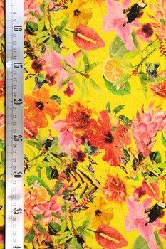 Коттон-вискоза желтые цветы 130г/м2 145см 1пог.м