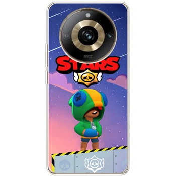 Силиконовый Чехол с Картинкой для Realme 11 Pro Принт (Бравл Старс Леон, Brawl Stars Leon) (48878-ysm025)