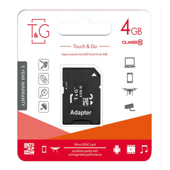 Карта памяти T&G microSDHC 4 GB class 10 (с адаптером) T&G microSDHC 4 GB class 10 (с адаптером)
