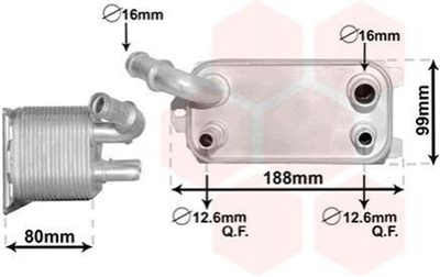 Радіатор масляний (теплообмінник) Van Wezel 59003170 Volvo XC60, S80, V70, XC70; Ford Mondeo, Fiesta, Galaxy, S-Max, Kuga, Focus; Land Rover Freelander, Range Rover 30645800, 30792231, 6G917A095AC