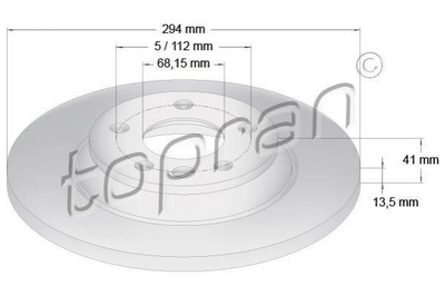 Тормозные диски TOPRAN / HANS PRIES 107692 Volkswagen Transporter, Sharan 7D0615601A, 7D0615601C