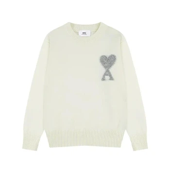 Свитер Ami Paris Ami de Coeur Sweater Silver Размер S Молочный