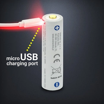 Аккумулятор 18650 Li-Ion everActive EV18650-35M, microUSB, 3350mAh, 7A, 4.2/3.7/2.5V, Case