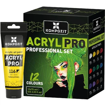 Фарба акрилова художня Професійний ACRYL PRO ART Kompozit 12*75 мл (набір 12 кольор.)